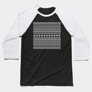 Aztec Essence Pattern II White on Black Baseball T-Shirt